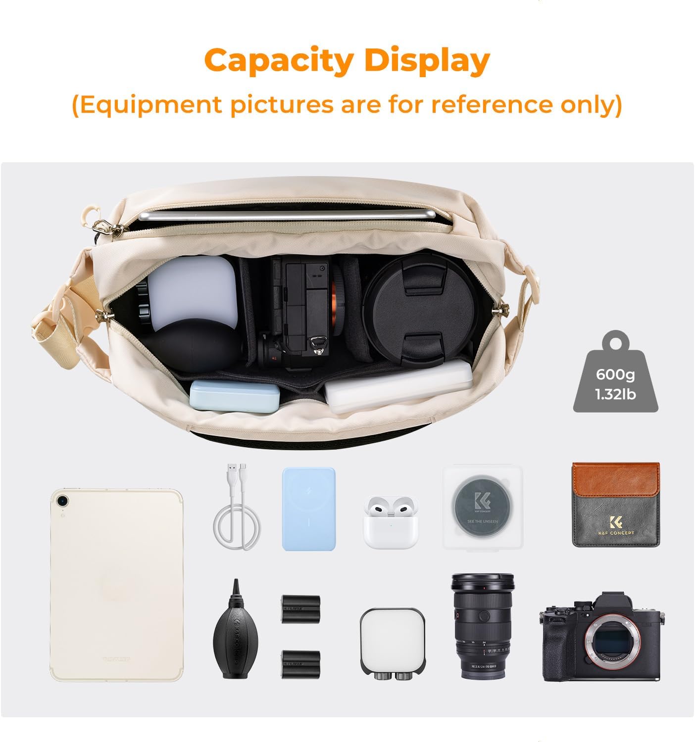 Thumbnail 1 de K&F Concept Camera Sling Bag: Practical, compact DSLR + Lens Carrier with Tripod Bottom Straps
