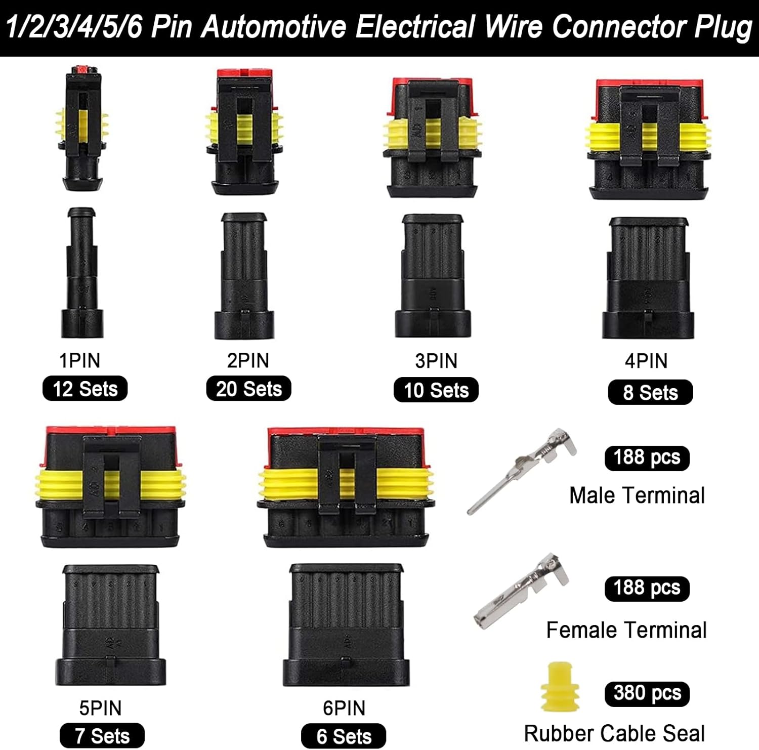 Thumbnail 2 de Maierke 1008PCS 63 Sets Waterproof Automotive Electrical Connectors Kit with Ratcheting Crimping Tool
