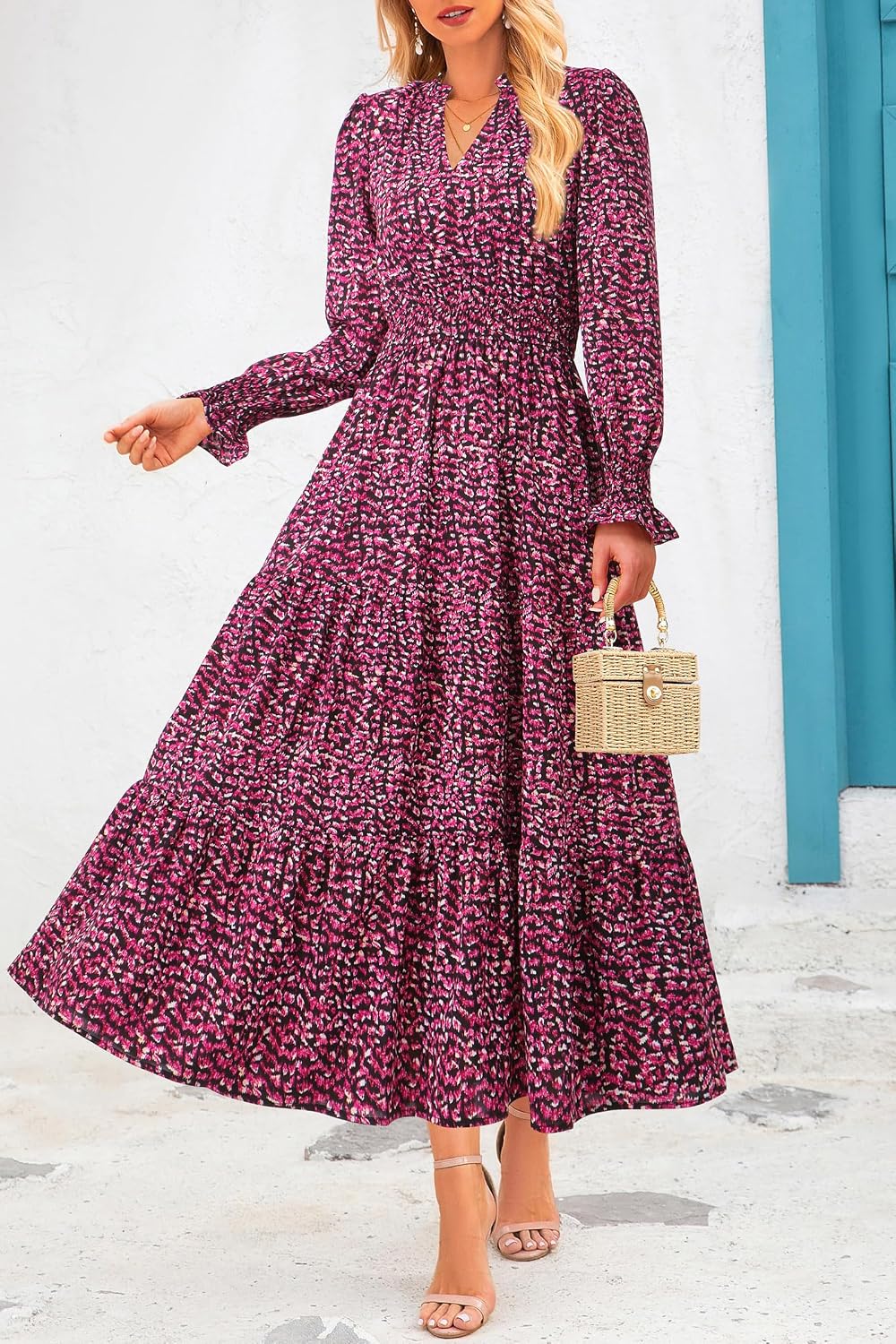 Detalle 1 de PRETTYGARDEN Floral Maxi Dress 2026 V‑Neck