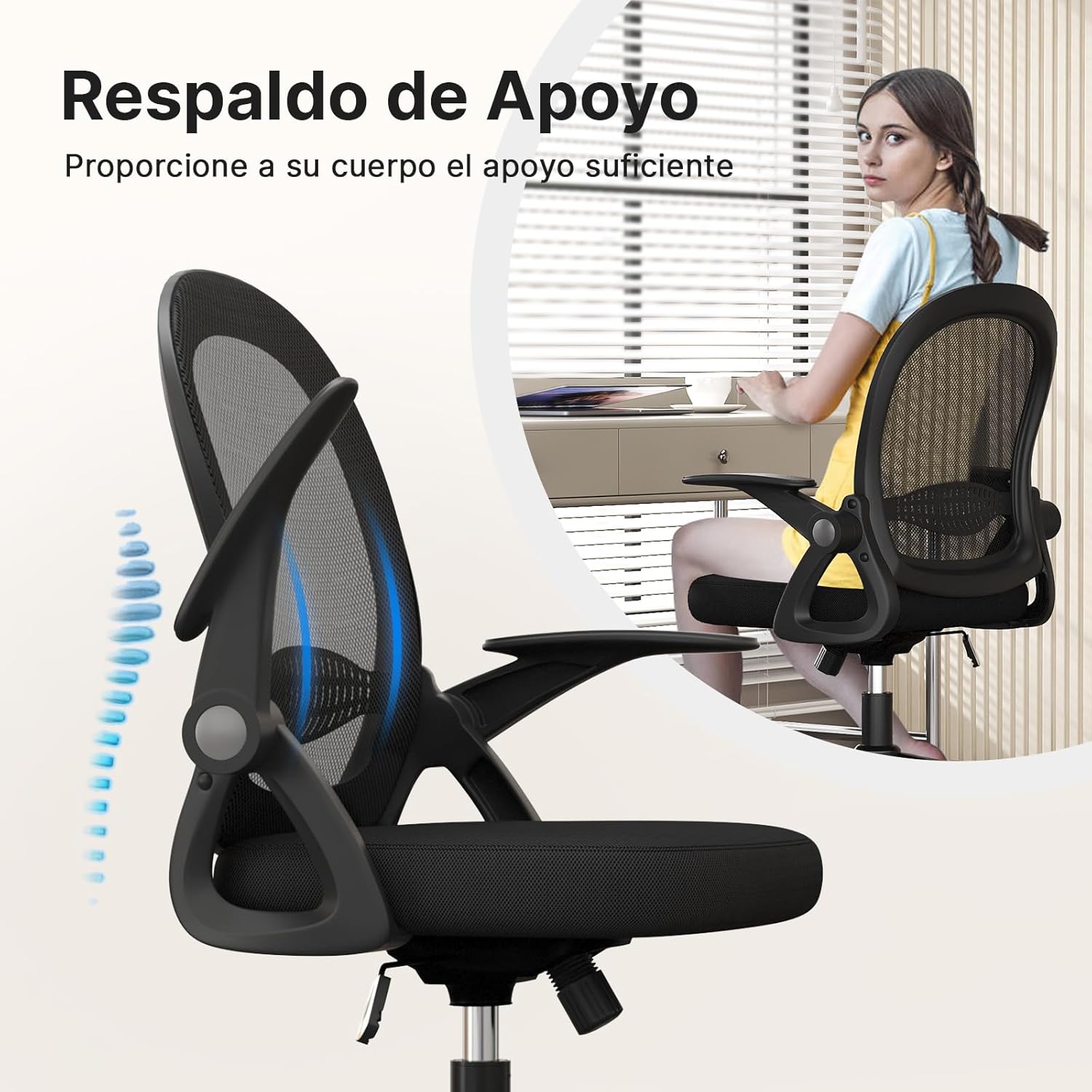 Detalle 2 de Naspaluro Silla de Oficina Giratoria con Reposabrazos y Malla