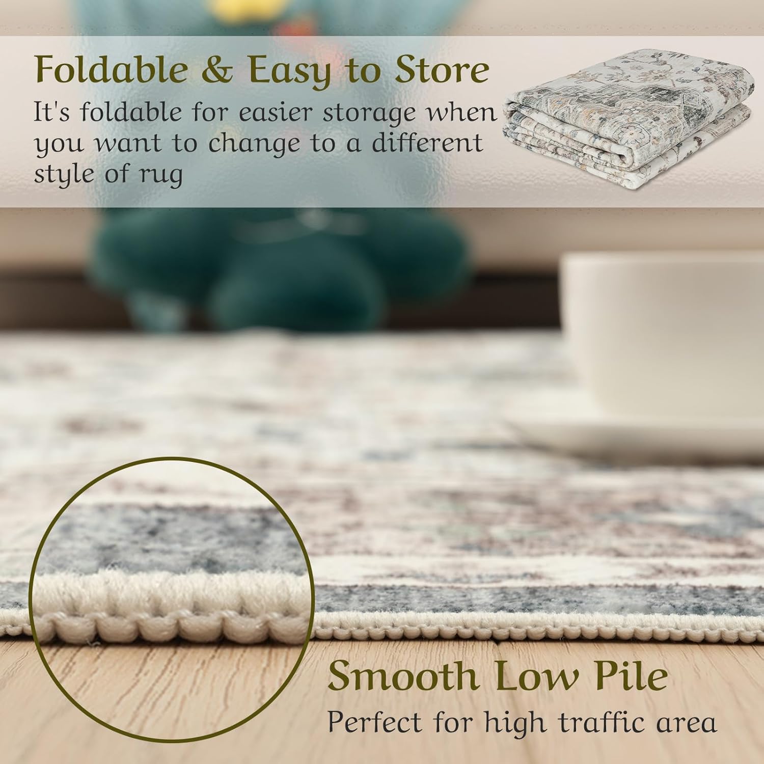 Thumbnail 3 de HOMFINE Alfombra Vintage Grande Lavable Antideslizante 🏡 200x300cm