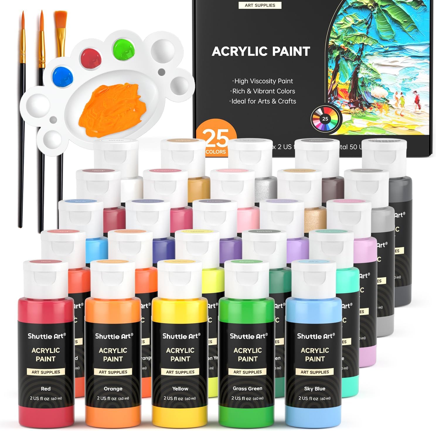 Detalle de Shuttle Art Acrylic Paint Set 25 Colours 60ml