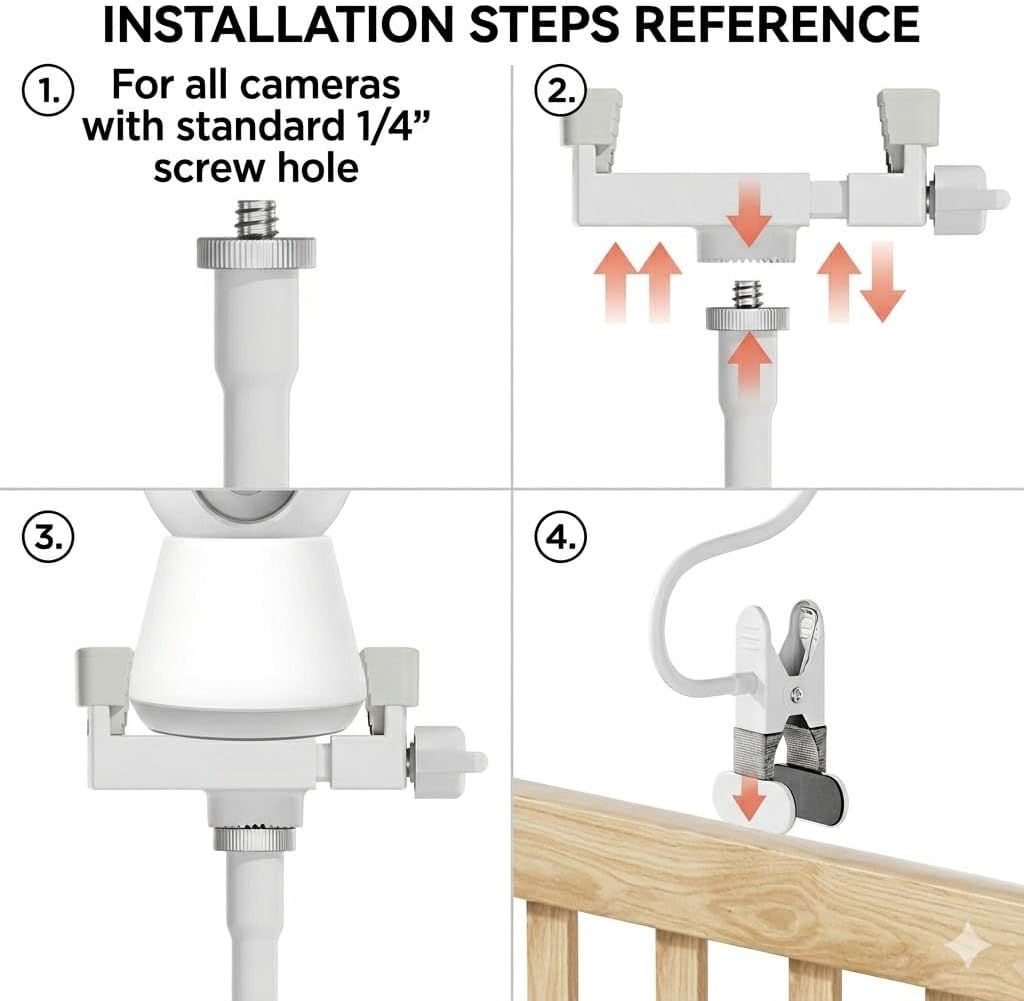 Thumbnail 6 de Baby Monitor Holder: Universal Mount with 40cm Flexible Arm for Thick Cot Rails