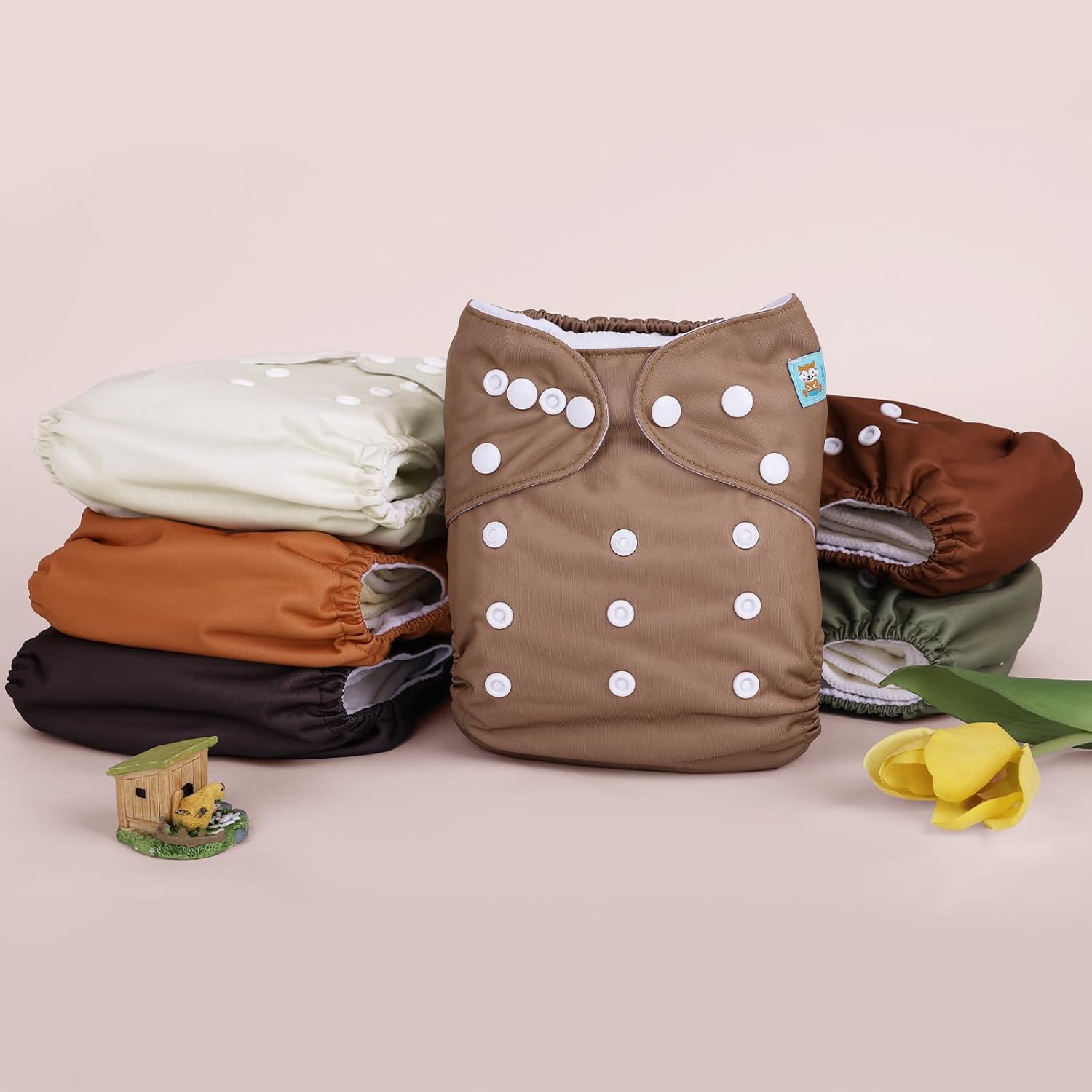 Detalle de ALVABABY One-Size Cloth Diapers, 6 Pack with 12 Inserts, Adjustable and Washable