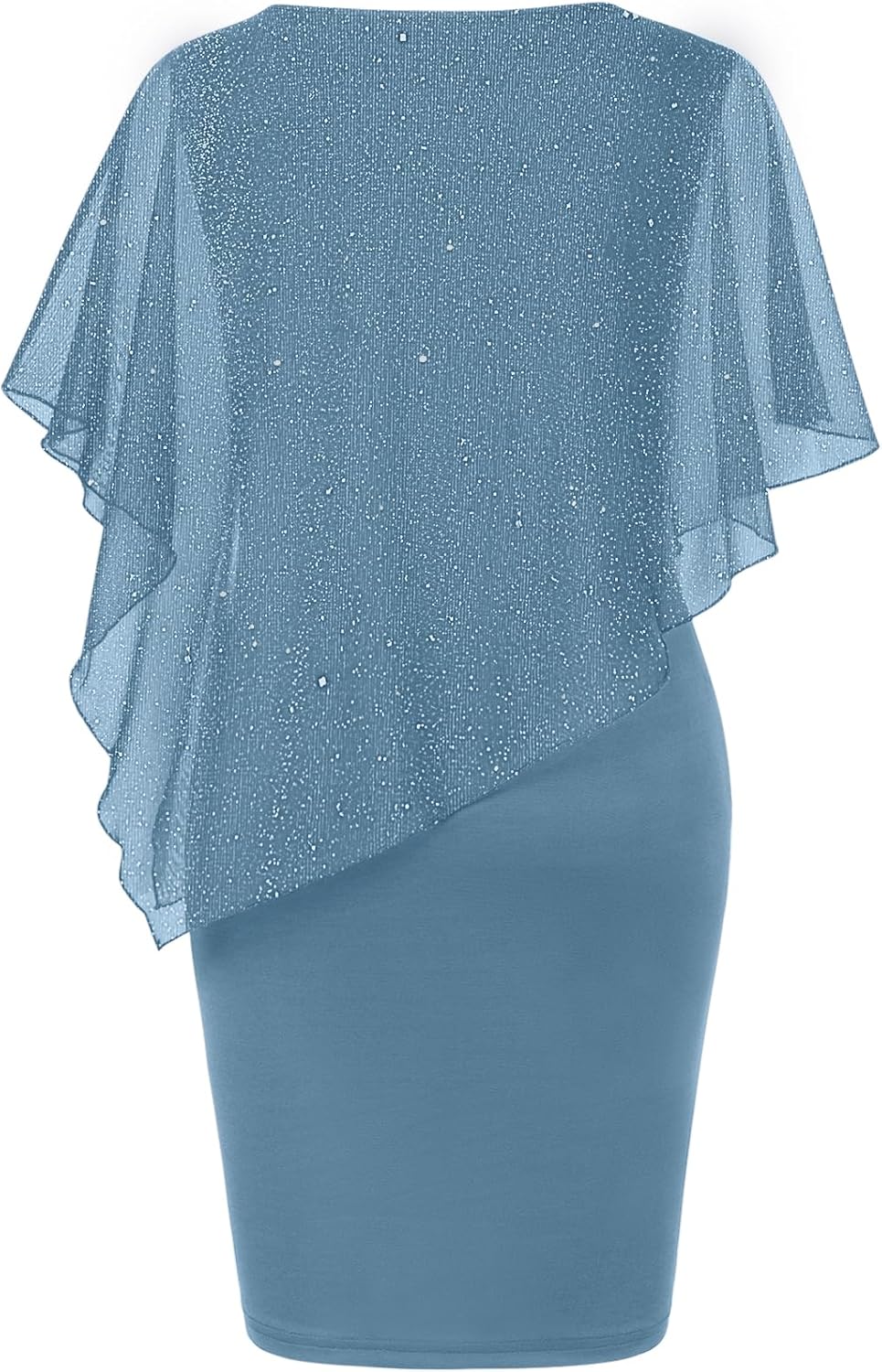 Detalle de SeSe Code Women's Mesh Cape Overlay Bodycon Knee Length Dress for Wedding Guest