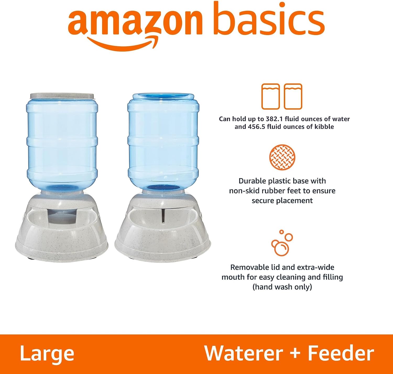 Detalle 2 de Amazon Basics duży grawitacyjny podajnik karmy i wody dla zwierząt, szary