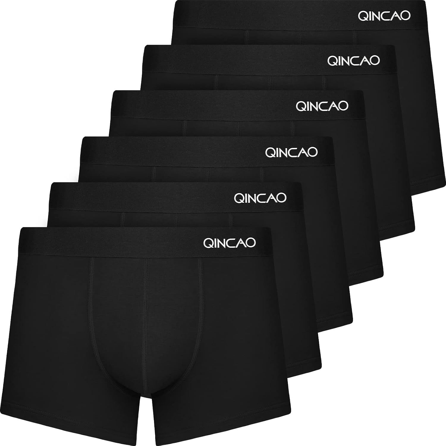 Detalle de QINCAO boxershorts för herr, 6-pack i bomull utan skavande lappar, S–4XL