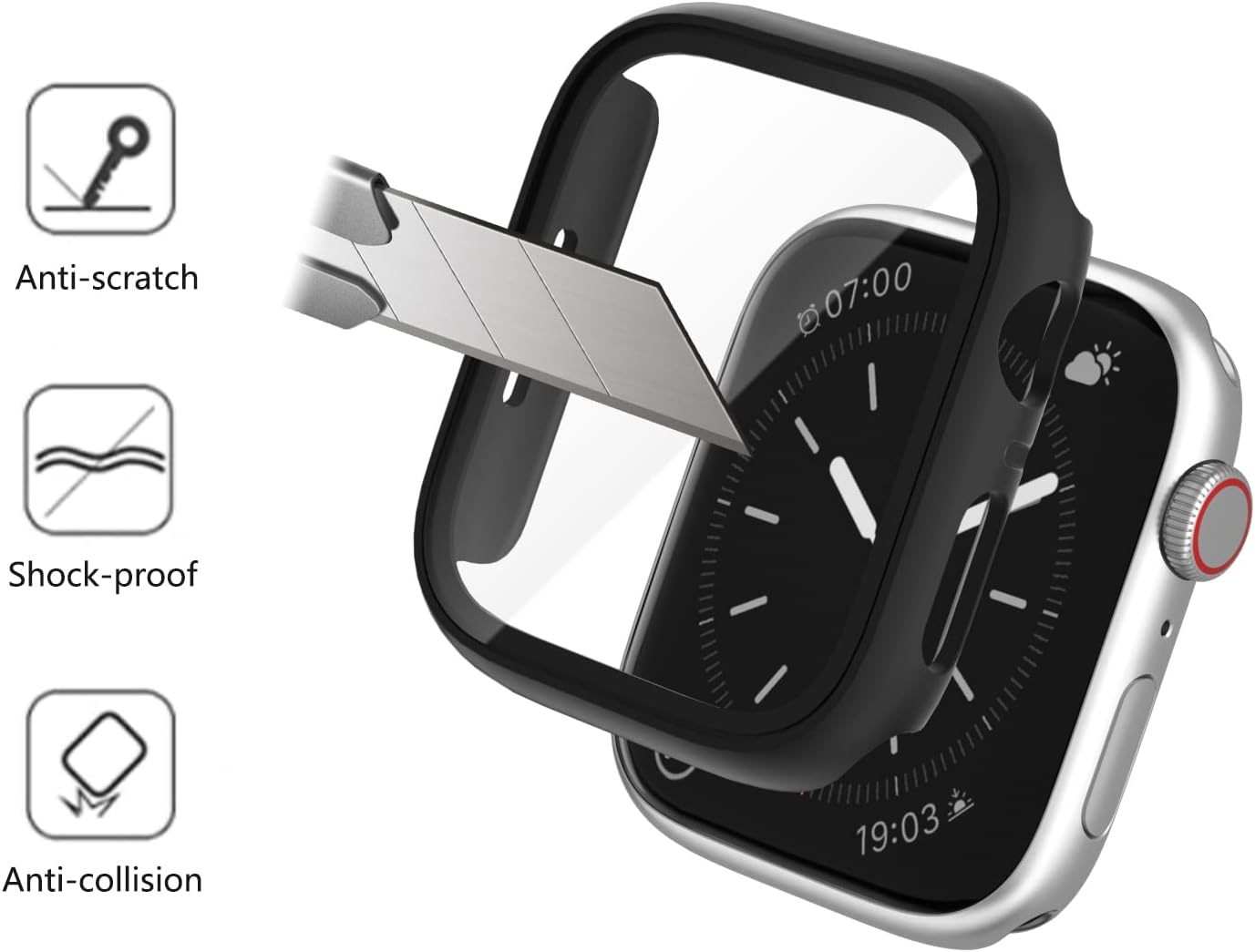 Thumbnail 2 de Commuter 16-Pack Apple Watch Series 8 (41mm) Screen Protector Case with Tempered Glass Film, Black