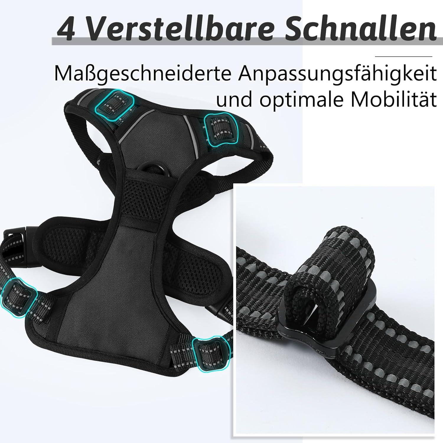 Detalle de Demigreat Hundegeschirr Mittelgroße bis Große Hunde – Gepolstert, Anti-Zug, Front-Clip & Rückengriff