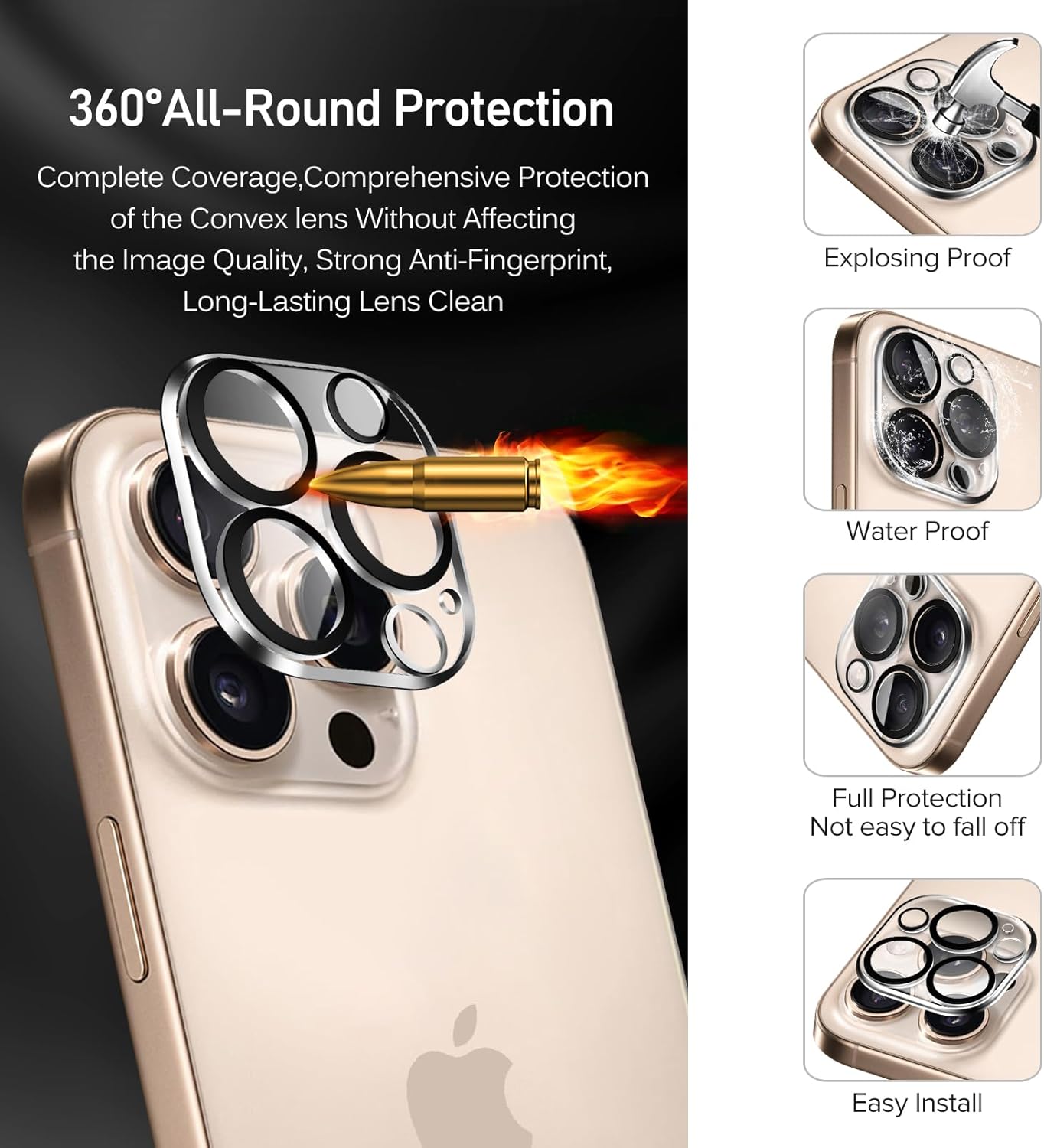 Thumbnail 4 de ivoler Alignment Aid Screen Protector for iPhone 16 Pro Max – 3 Tempered Glass Films + 3 Camera Lens Protectors with Alignment Aid