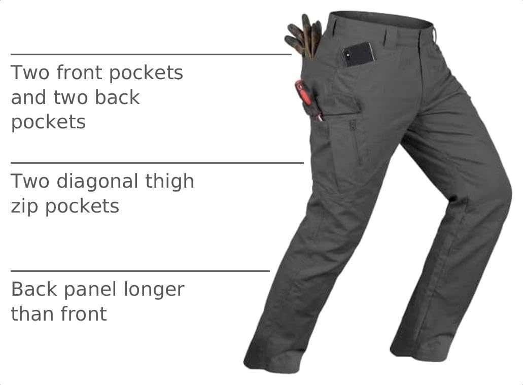 Detalle 2 de whox Men's Work Cargo Pants, Water-Resistant Ripstop, 6 Pockets