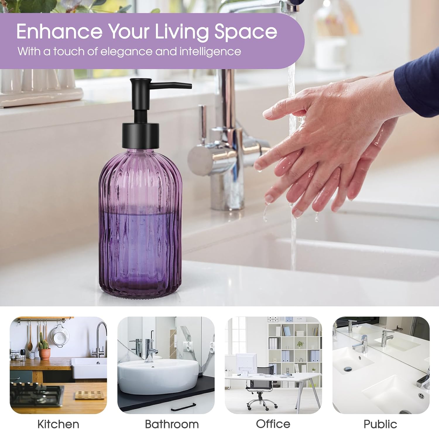 Detalle de Glass Soap Dispenser Set, 400 mL