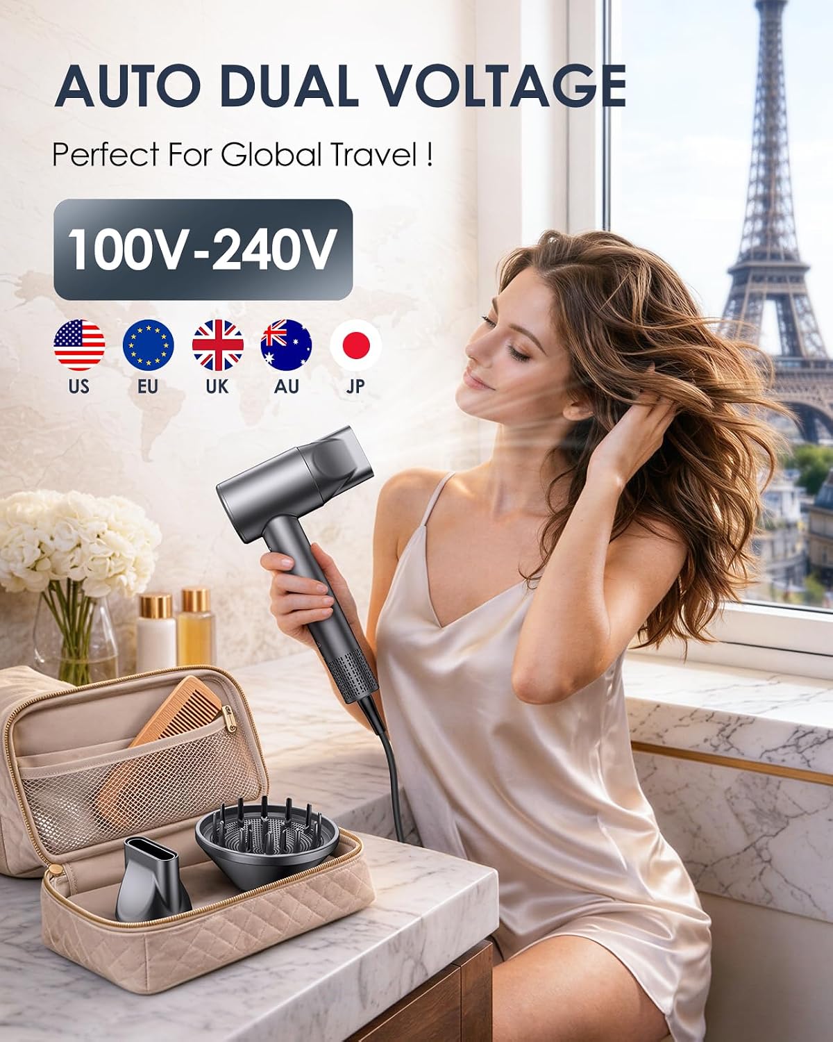 Thumbnail 1 de Zecoub Travel Hair Dryer Dual Voltage with 500 Million Ionic Power