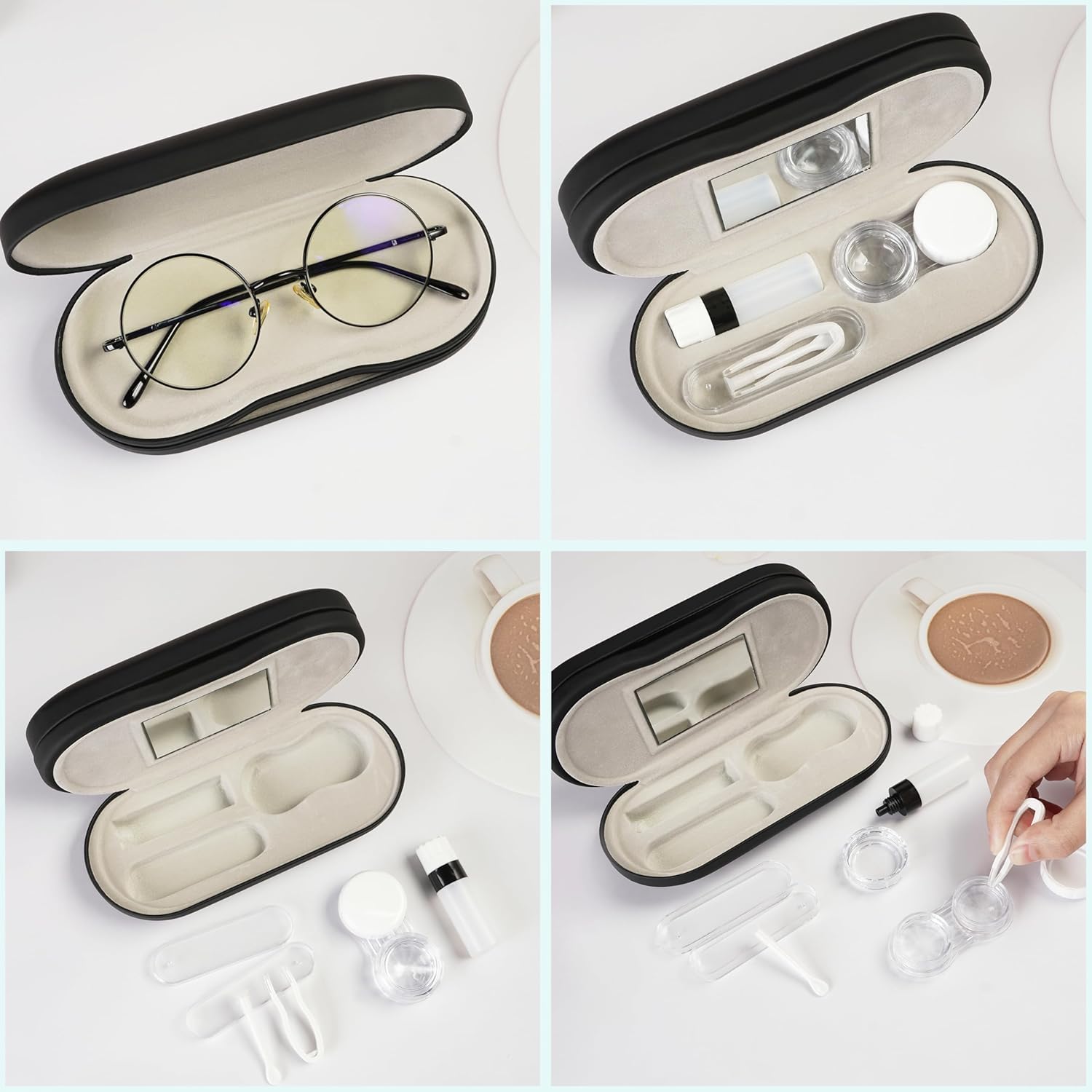 Detalle de Lasiyanor 2 in 1 Eyeglass Case & Contact Lens Box — Portable Travel Companion