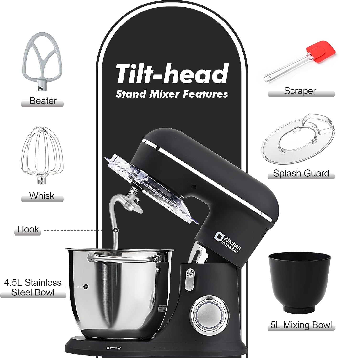 Detalle de Kitchen in the box Stand Mixer 1300W, 10 speeds