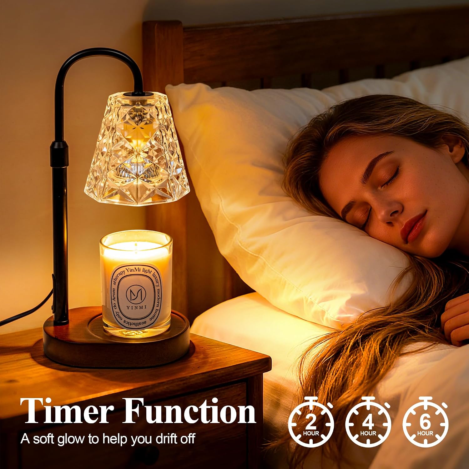 Thumbnail 3 de ESUNYD 10820 Candle Warmer Lamp with Timer, Adjustable Height, Black