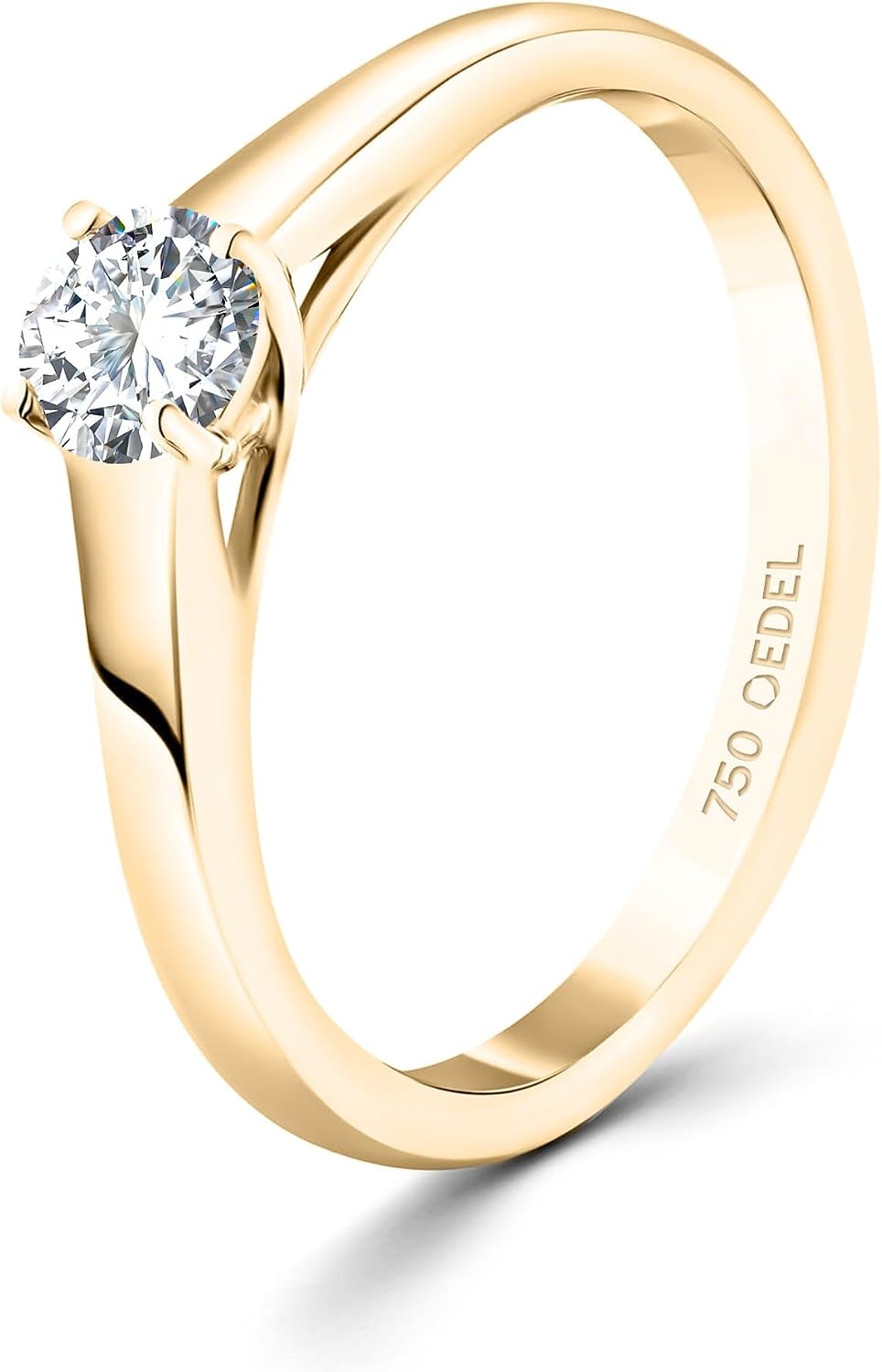 Detalle de EDELIND Anello di fidanzamento in oro 18k con diamante certificato GIA (0.3 ct) – Simbolo d’amore