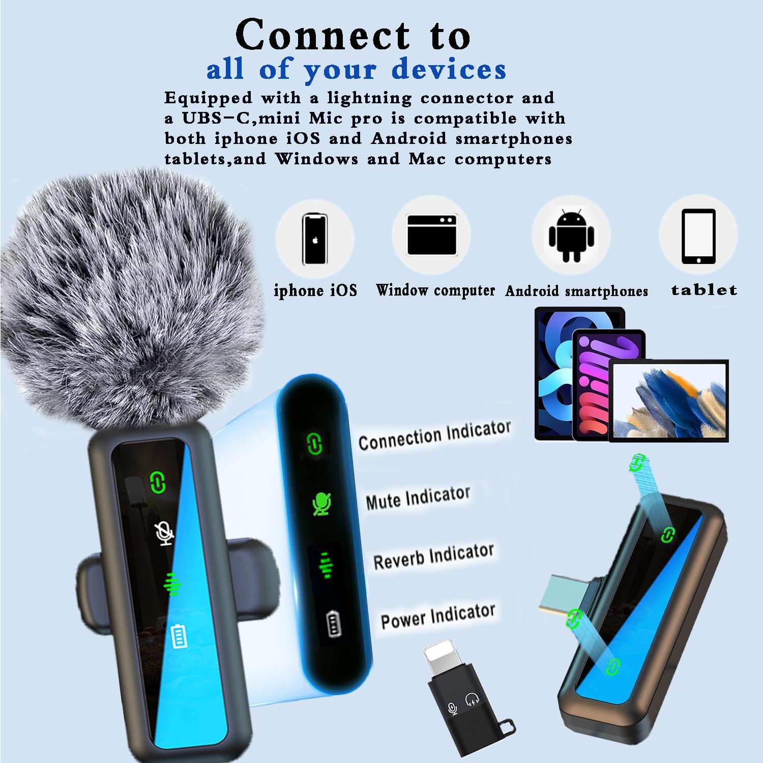 Thumbnail 1 de XIXIXIAXIA Wireless Lavalier Microphone for iPhone, Android & iPad