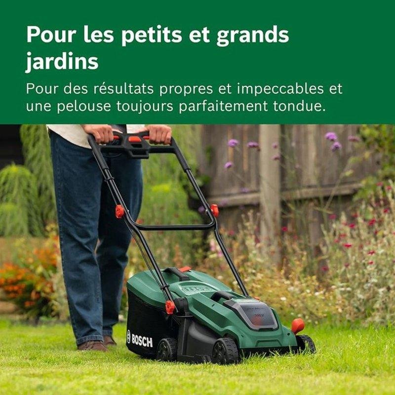 Detalle de Bosch ROTAK18V-32: cortacésped a batería de 18 V, 32 cm, 3 en 1 y recogedor de 35 L