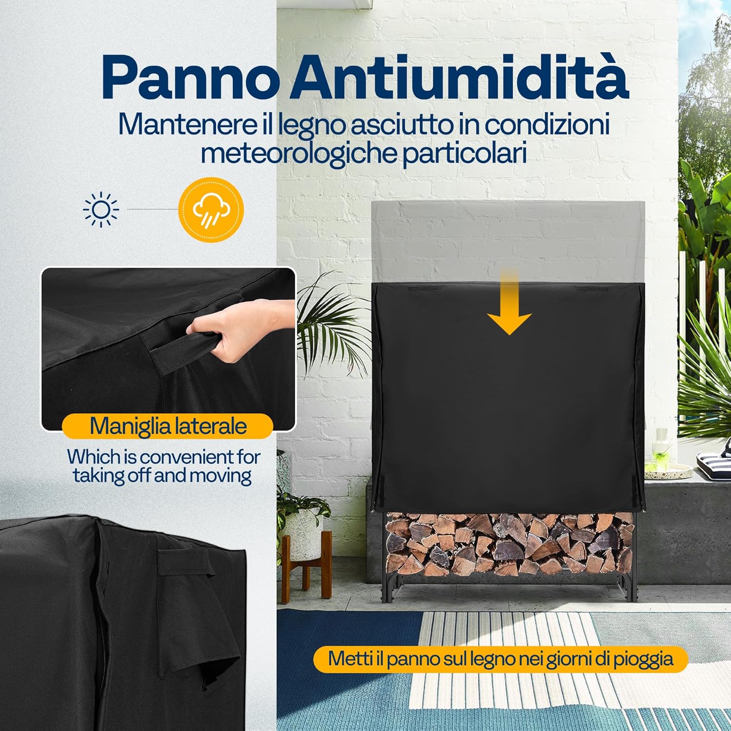 Thumbnail 4 de VIVOHOME Portalegna da esterno 122×35×122 cm in metallo 🌲