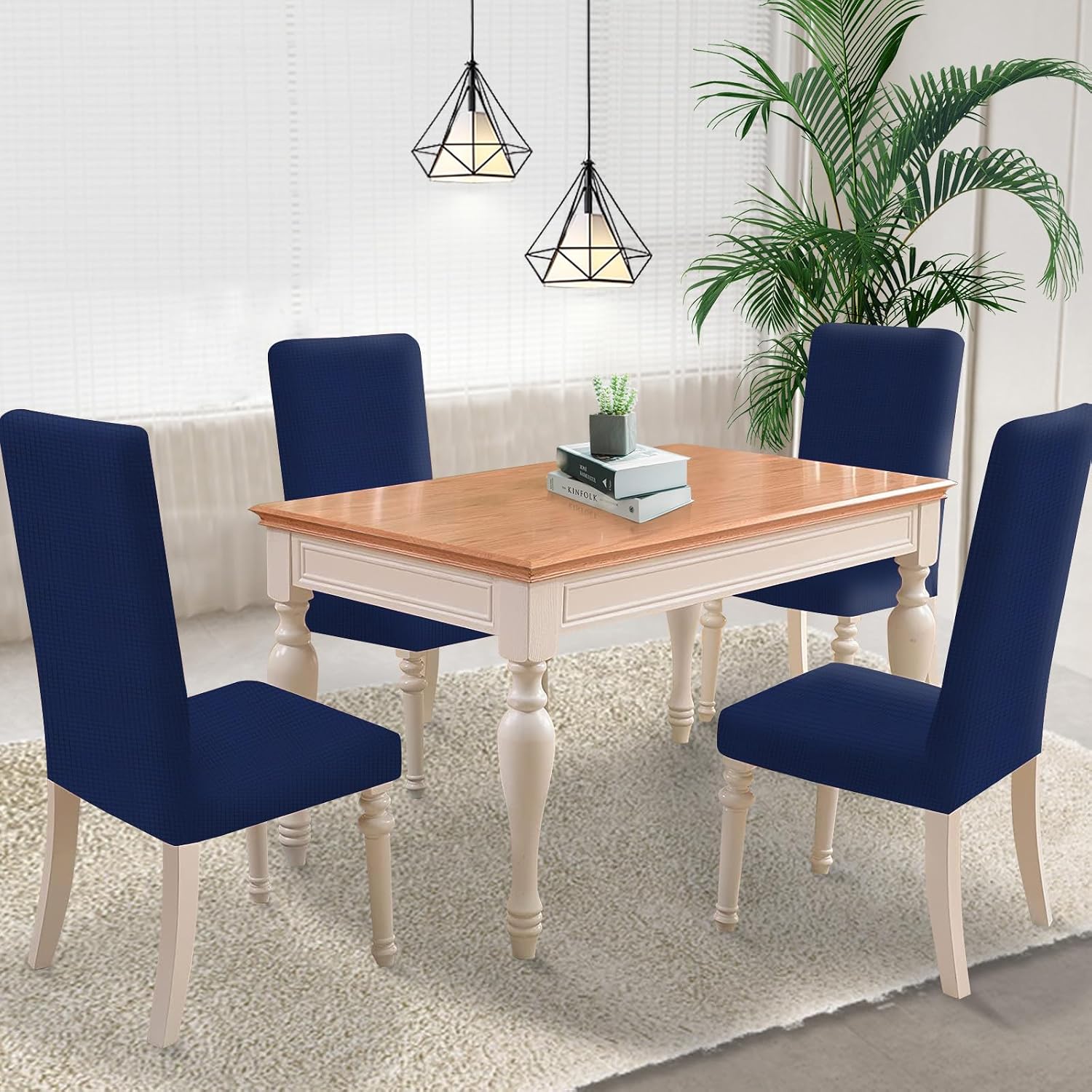 Detalle 2 de YSTELLAA Housse de chaise extensible 4 pièces Bleu