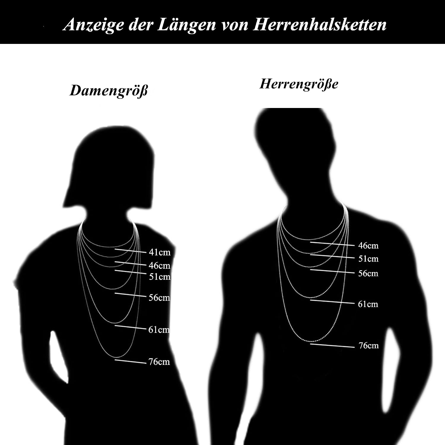 Thumbnail 6 de FUNEIA Halskette Herren Edelstahl Panzerkette 46 cm, 4 mm – Silber, kubanische Gliederkette