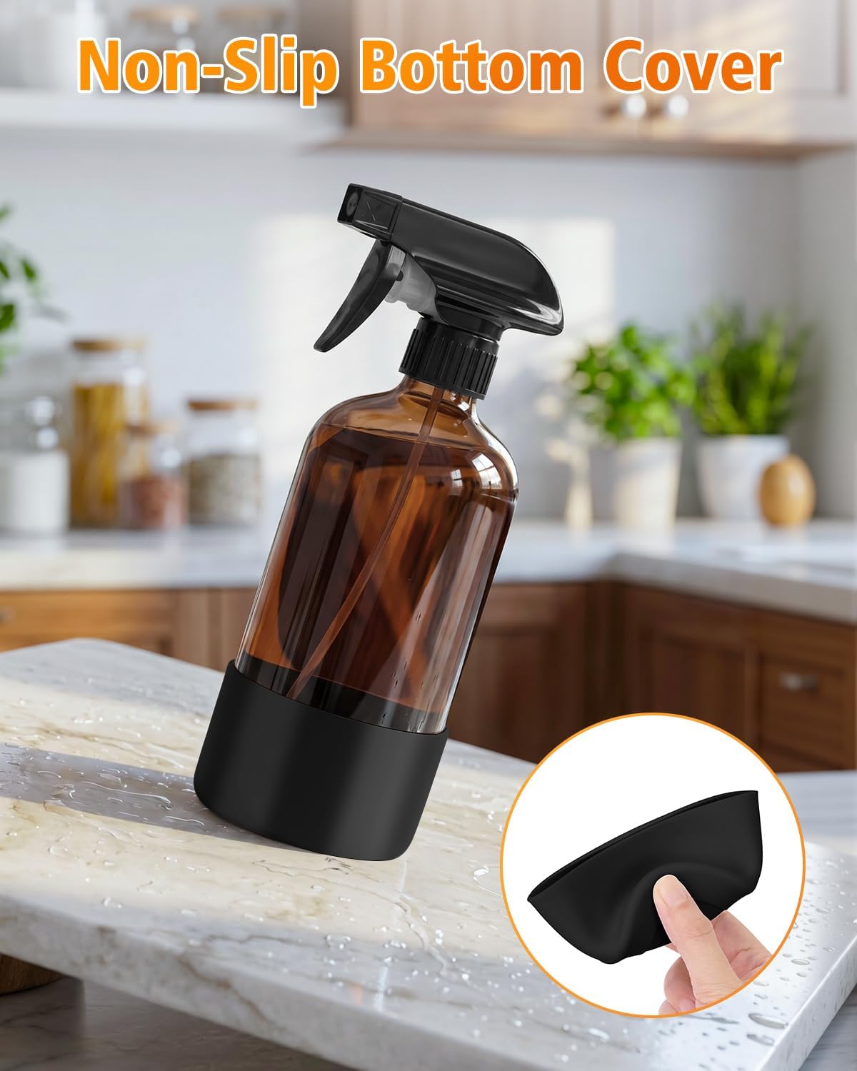 Detalle de Rionisor x-0080 Amber Glass Spray Bottles, 16 oz, Adjustable Mist/Stream