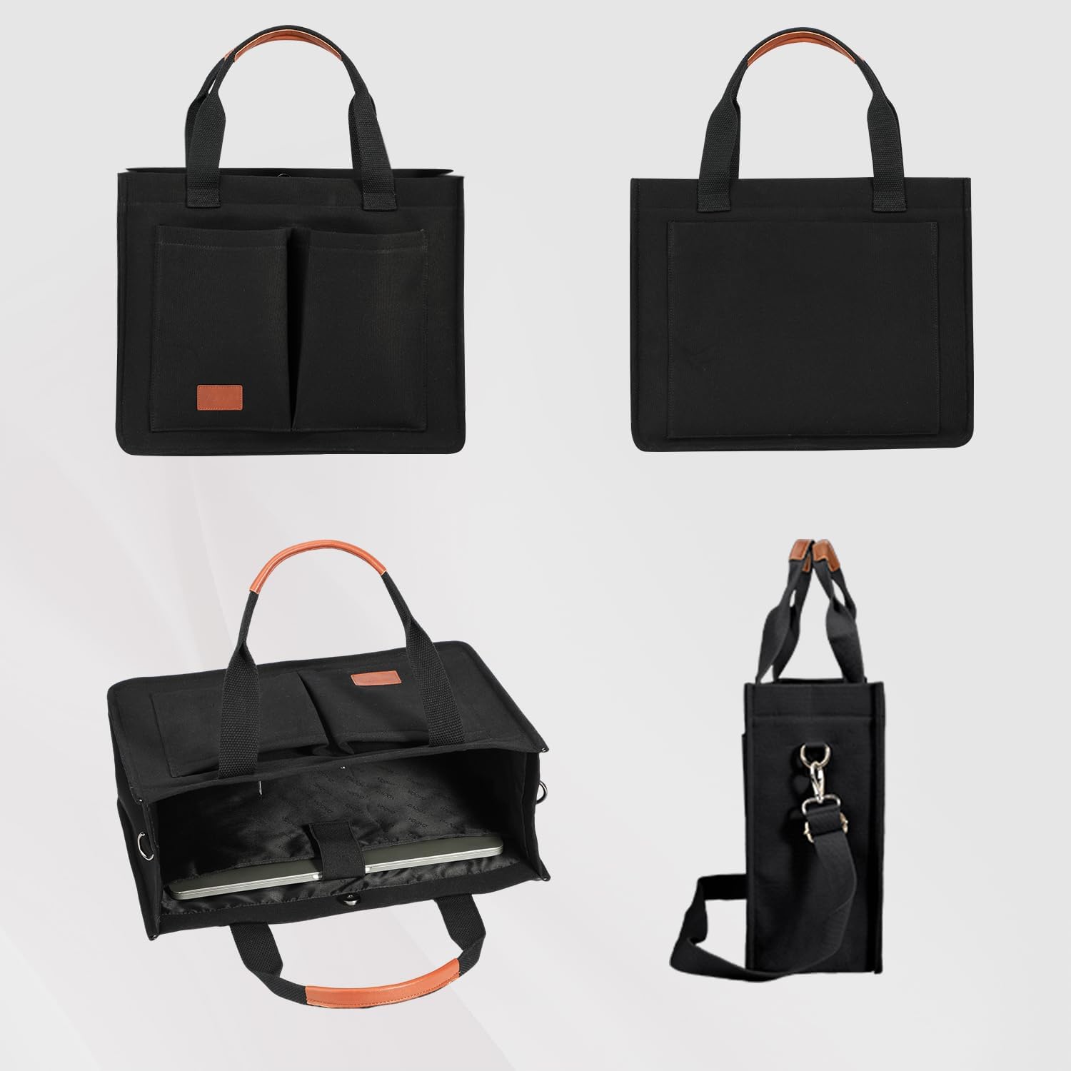 Thumbnail 4 de Voova Large Canvas Tote Bag 13-14in Laptop