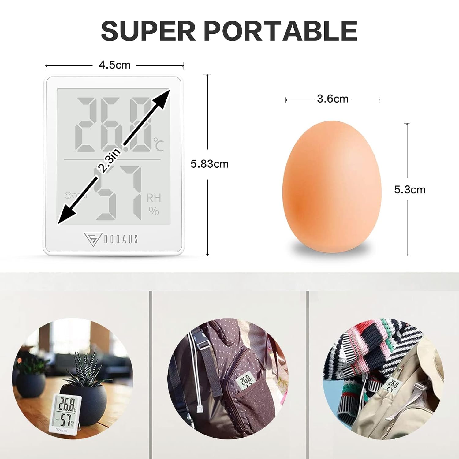 Thumbnail 2 de DOQAUS 3er Set Innen-Thermometer mit Hygrometer – präzise Temperatur- und Luftfeuchtigkeitsmessung mit Smiley-Indikator