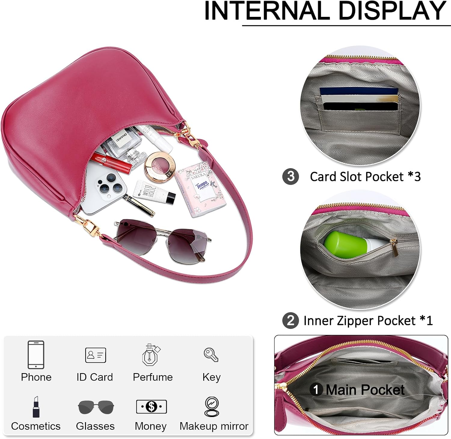 Detalle de KKXIU Shoulder Bag for Women: Cute Hobo Purse with Versatile Straps