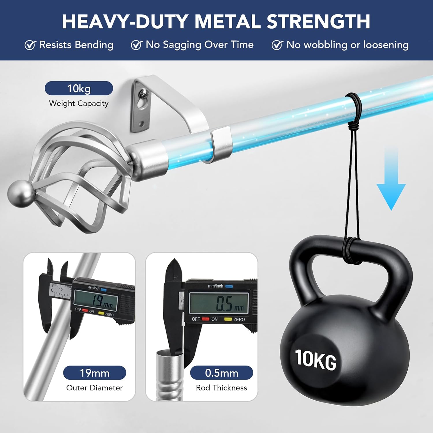 Thumbnail 2 de Deconovo Tringle à rideaux télescopique en métal extensible 76–249 cm, argent