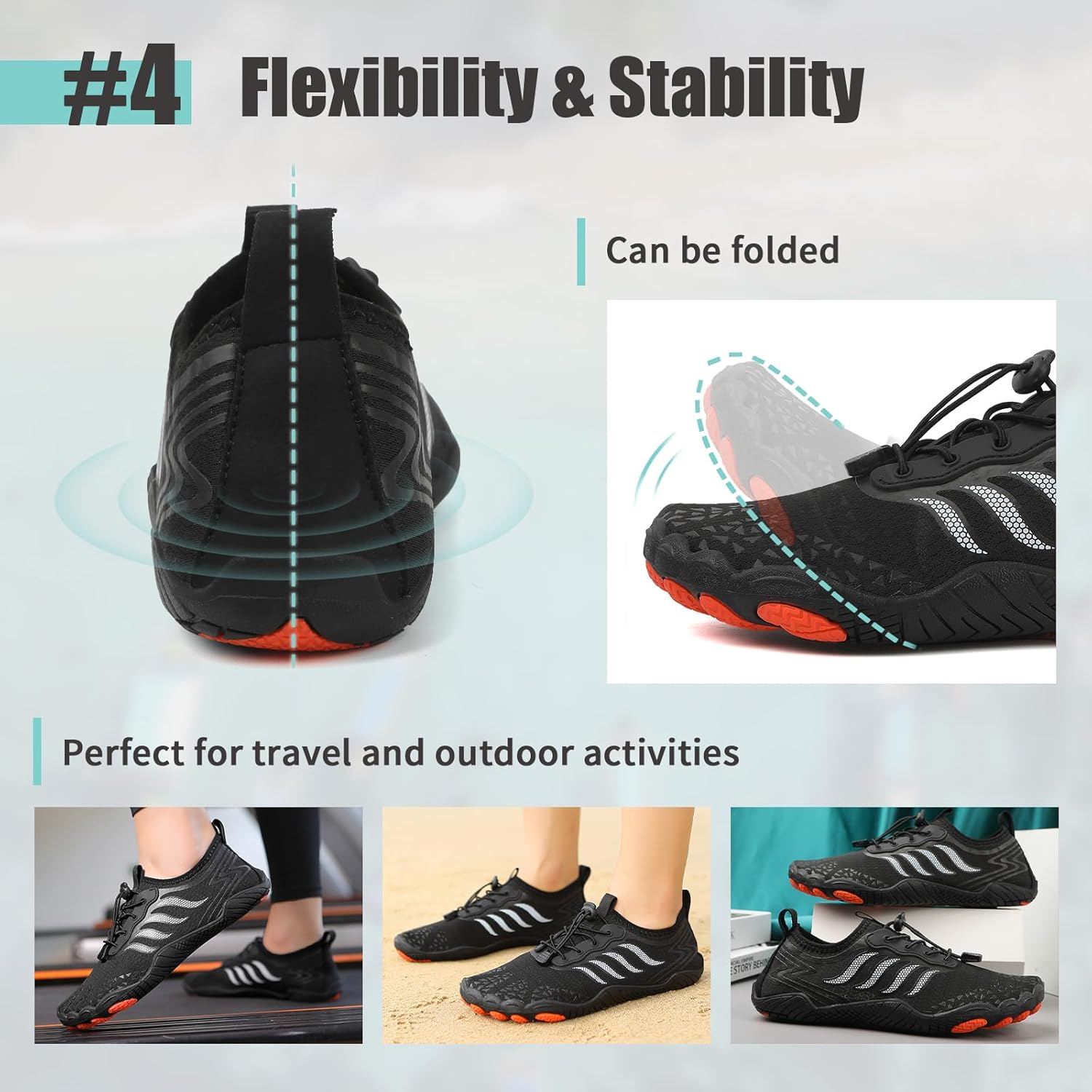 Detalle 2 de Unisex Quick-Drying Barefoot Water Shoes with Elasticated Collar & Adjustable Ankle Buckle