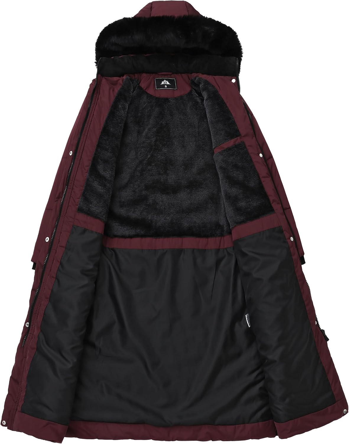 Detalle de MOERDENG Women's Long Winter Puffer Coat, Waterproof Shell, Removable Faux-Fur Hood