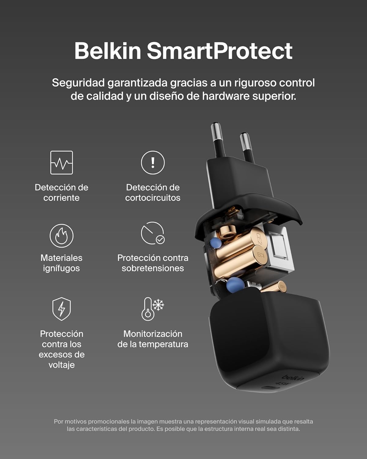 Detalle 2 de Belkin 45W Cargador de Pared USB-C Power Delivery ⚡