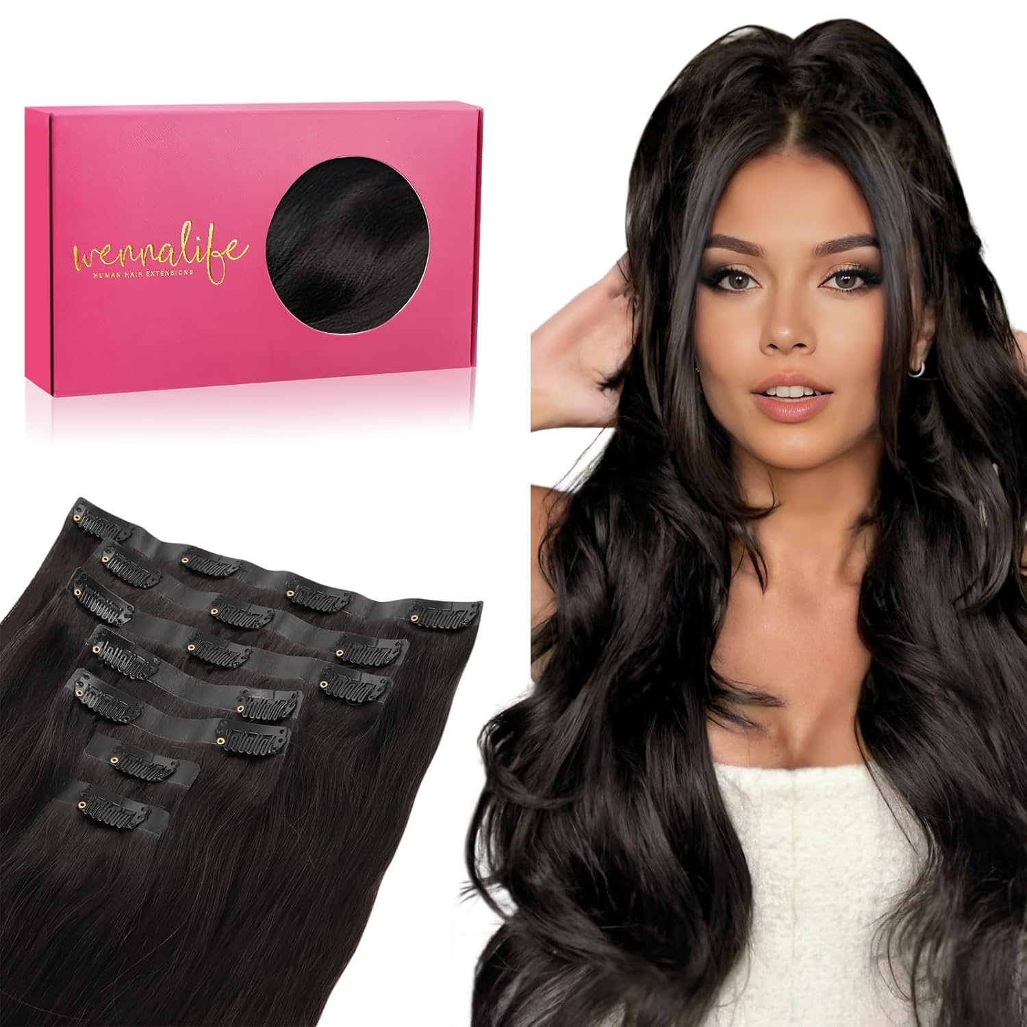 Detalle de Wennalife Seamless Clip Hair Extensions 18in 130g