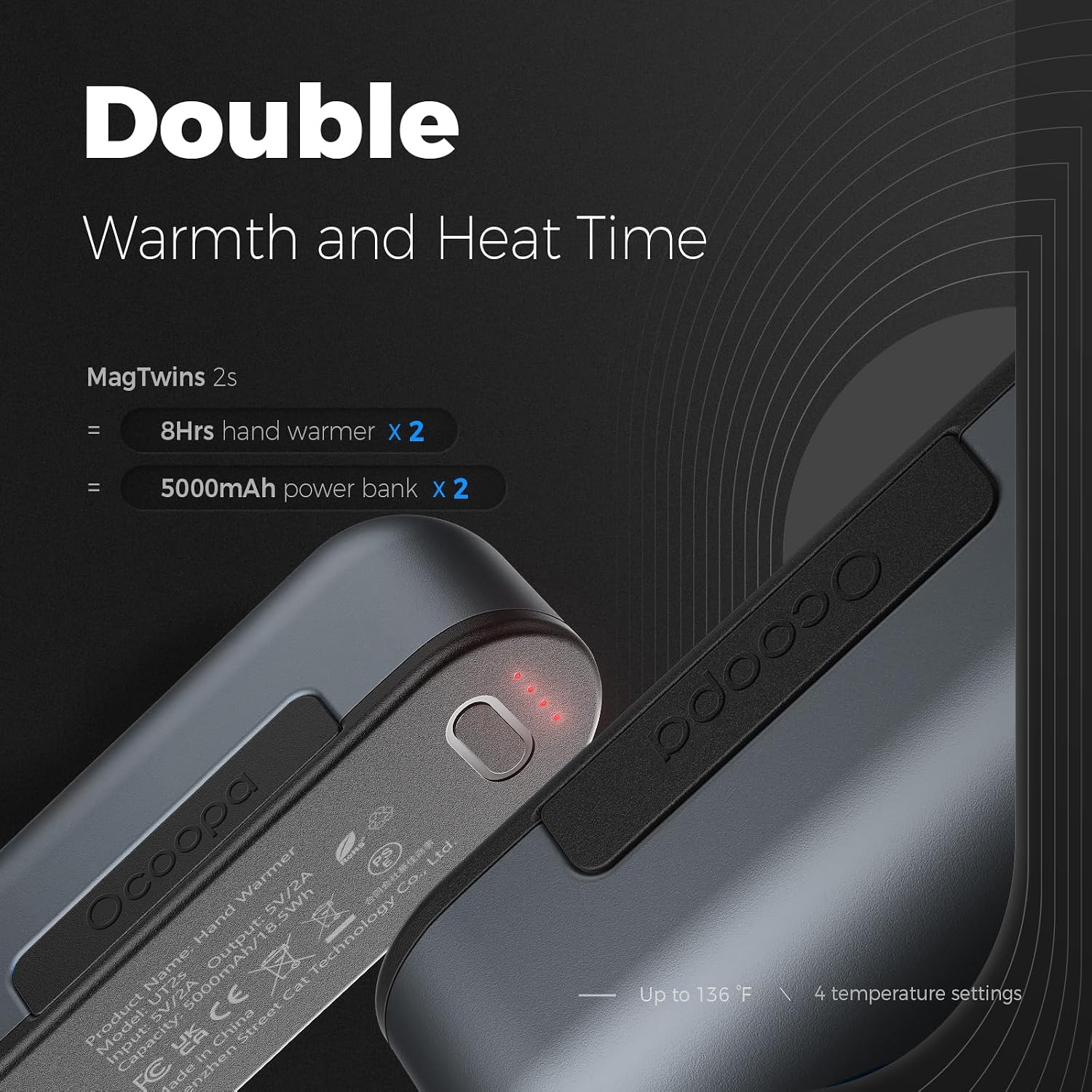 Detalle de OCOOPA UT2S 5000mAh rechargeable hand warmer