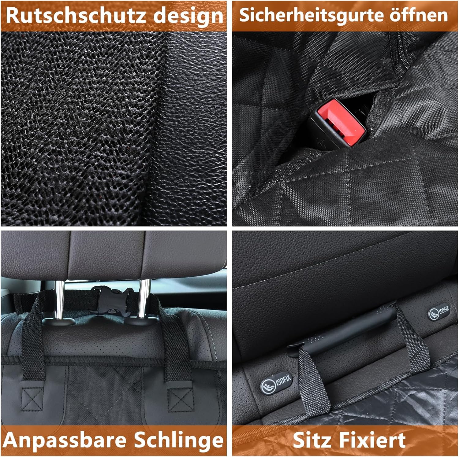 Detalle de Alfheim Hundedecke Auto Rückbank – universell passend, wasserdicht und rutschfest