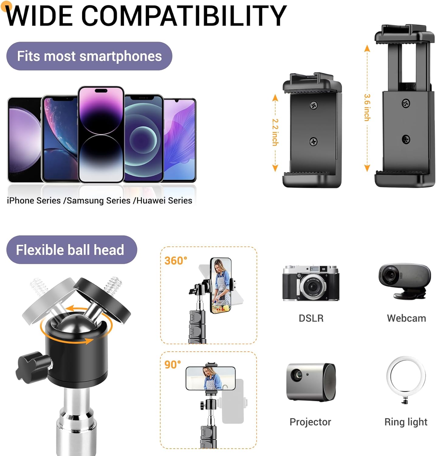 Detalle de Victiv 88" Tall Tripod for iPhone – flexible phone stand 🎥