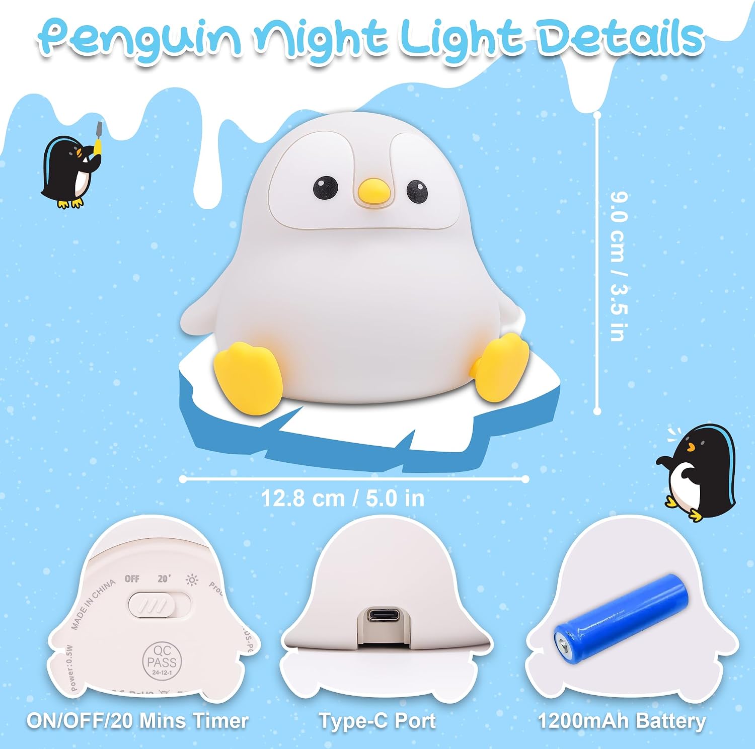 Thumbnail 5 de Okayera Pinguin-Nachtlicht mit Timer