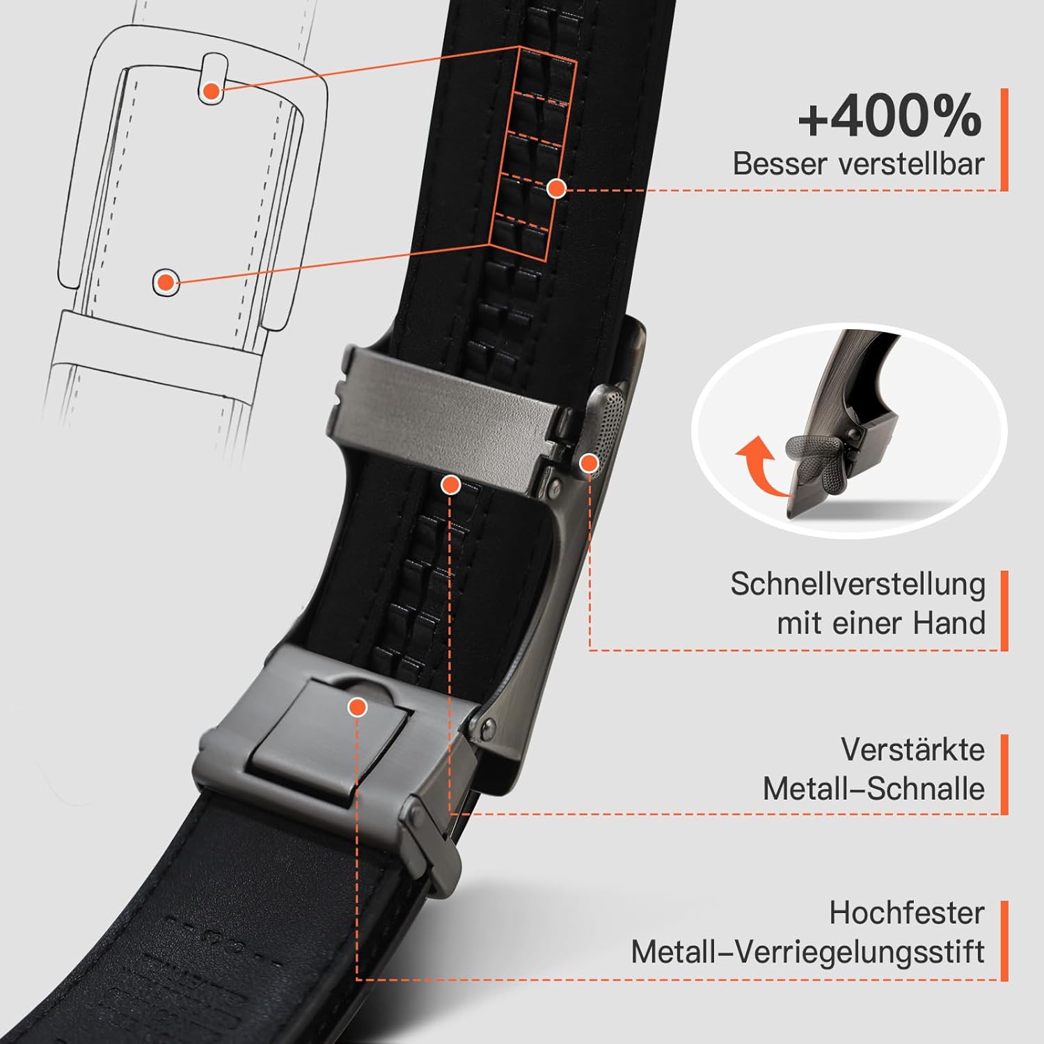 Thumbnail 1 de TANGCHAO Gürtel Herren mit automatischer Schnalle – 35 mm Ledergürtel, verstellbar und lochlos