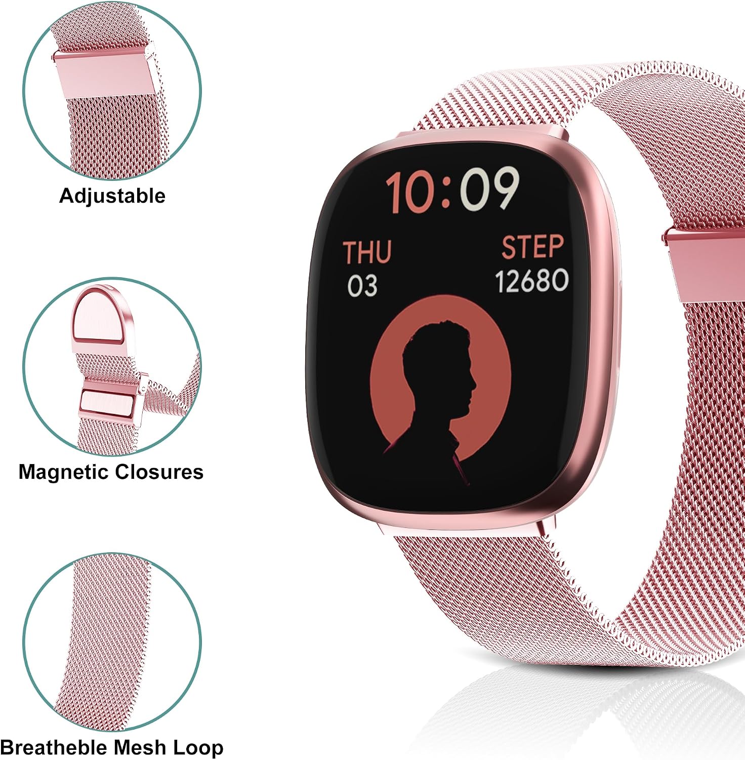 Detalle de Higgs metal strap for Fitbit Versa 4