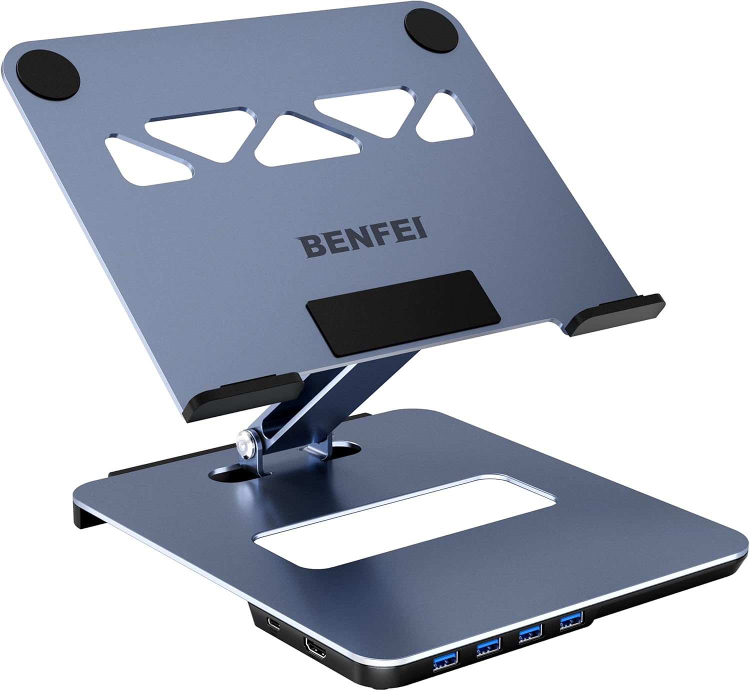 Detalle de BENFEI: Supporto per laptop in alluminio con docking 6 in 1 – HDMI 4K@60Hz, 4x USB 3.0, 100W PD