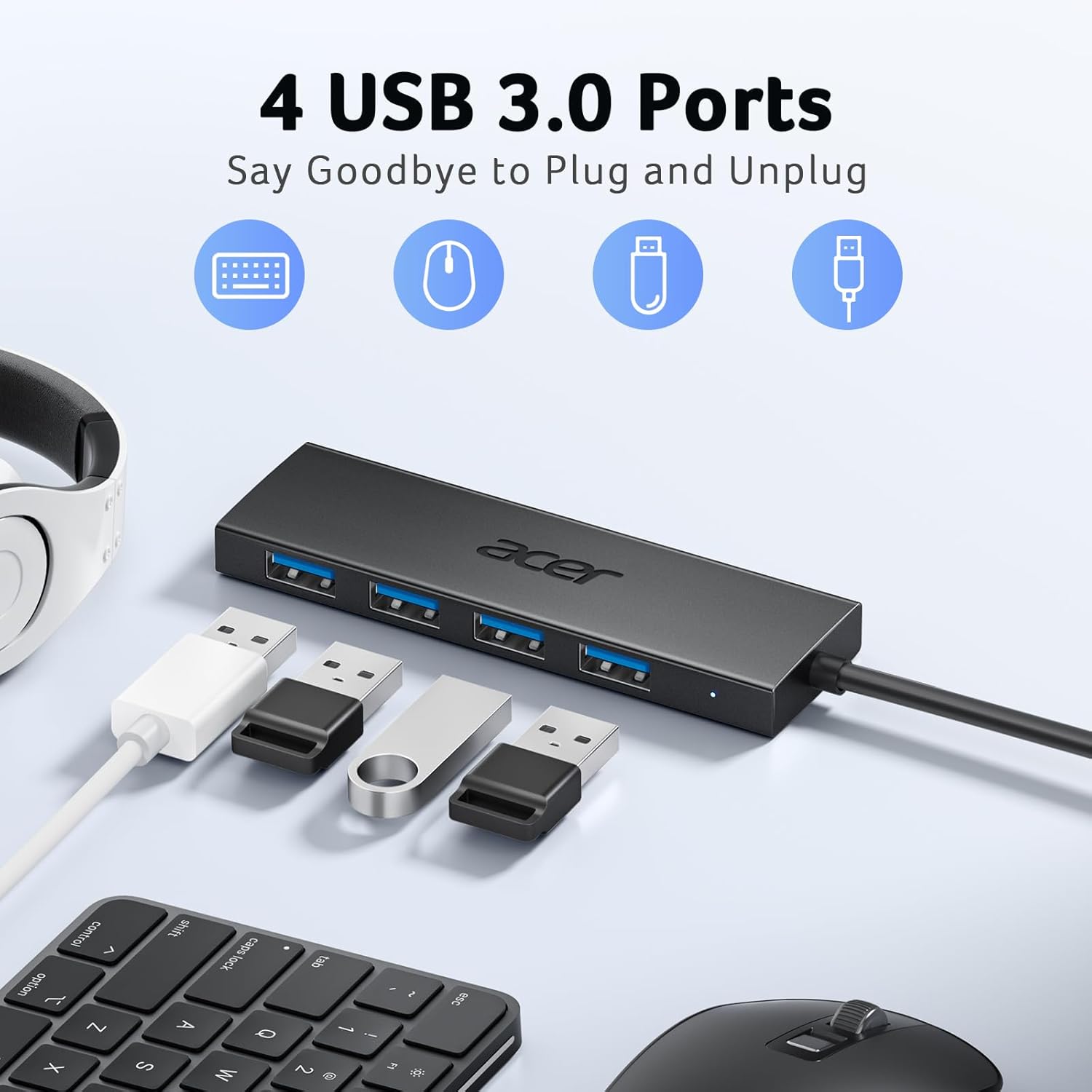 Thumbnail 1 de Acer USB Hub 3.0 Ultra Slim 4-Port USB Adapter