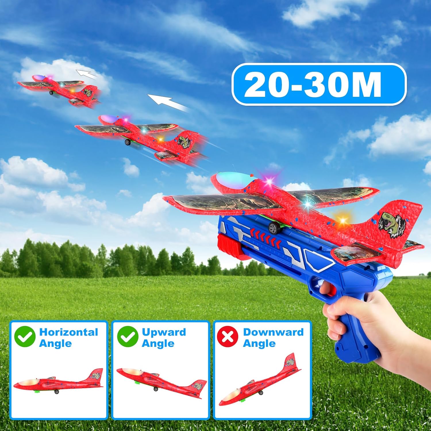 Detalle de Mieryd Avion Juguete lanzador con LED 15–20 m