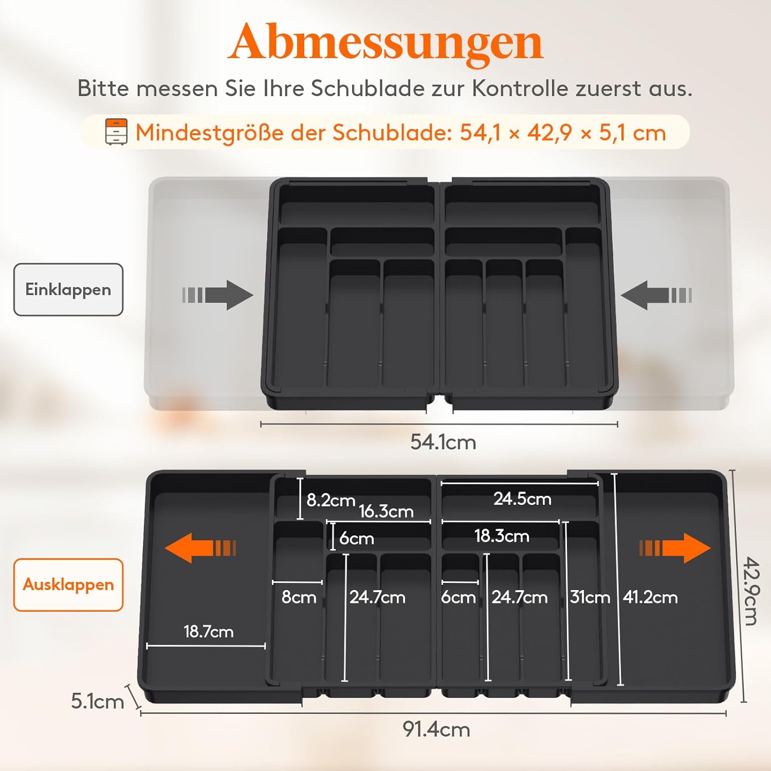Thumbnail 1 de Lifewit Besteckkasten für Schubladen 54,1 bis 91,4 cm