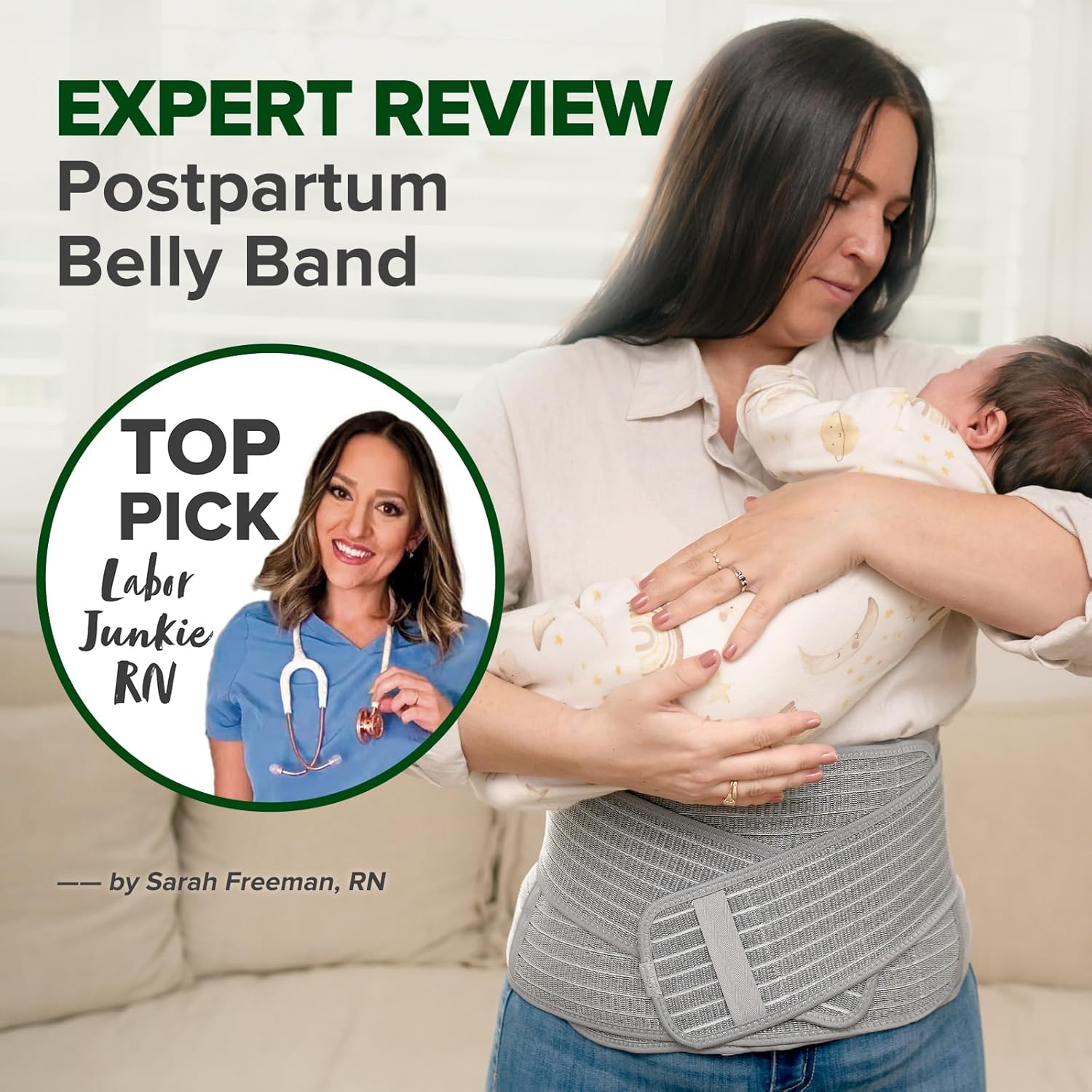 Thumbnail 2 de haakaa Ceinture abdominale post-partum : bandage souple réglable pour la récupération après accouchement naturel ou césarienne