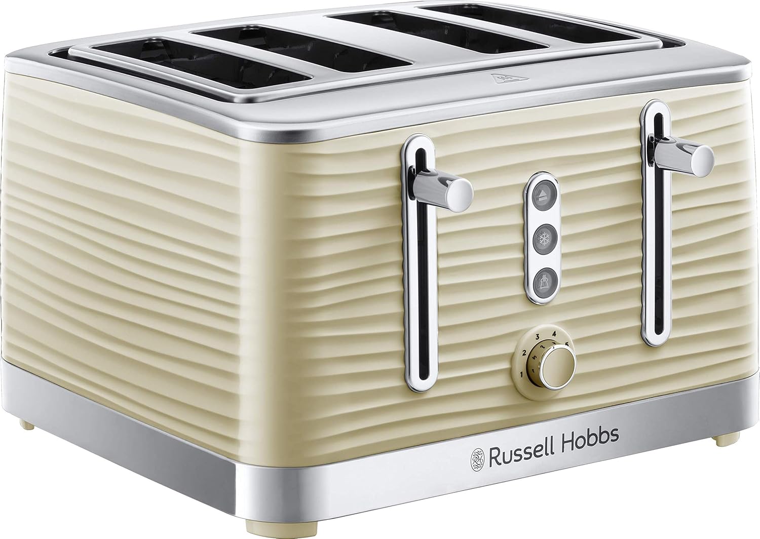 Detalle de Russell Hobbs Inspire 4 Slice Toaster (Grey Textured High Gloss) – 1800W with Extra Wide Slots