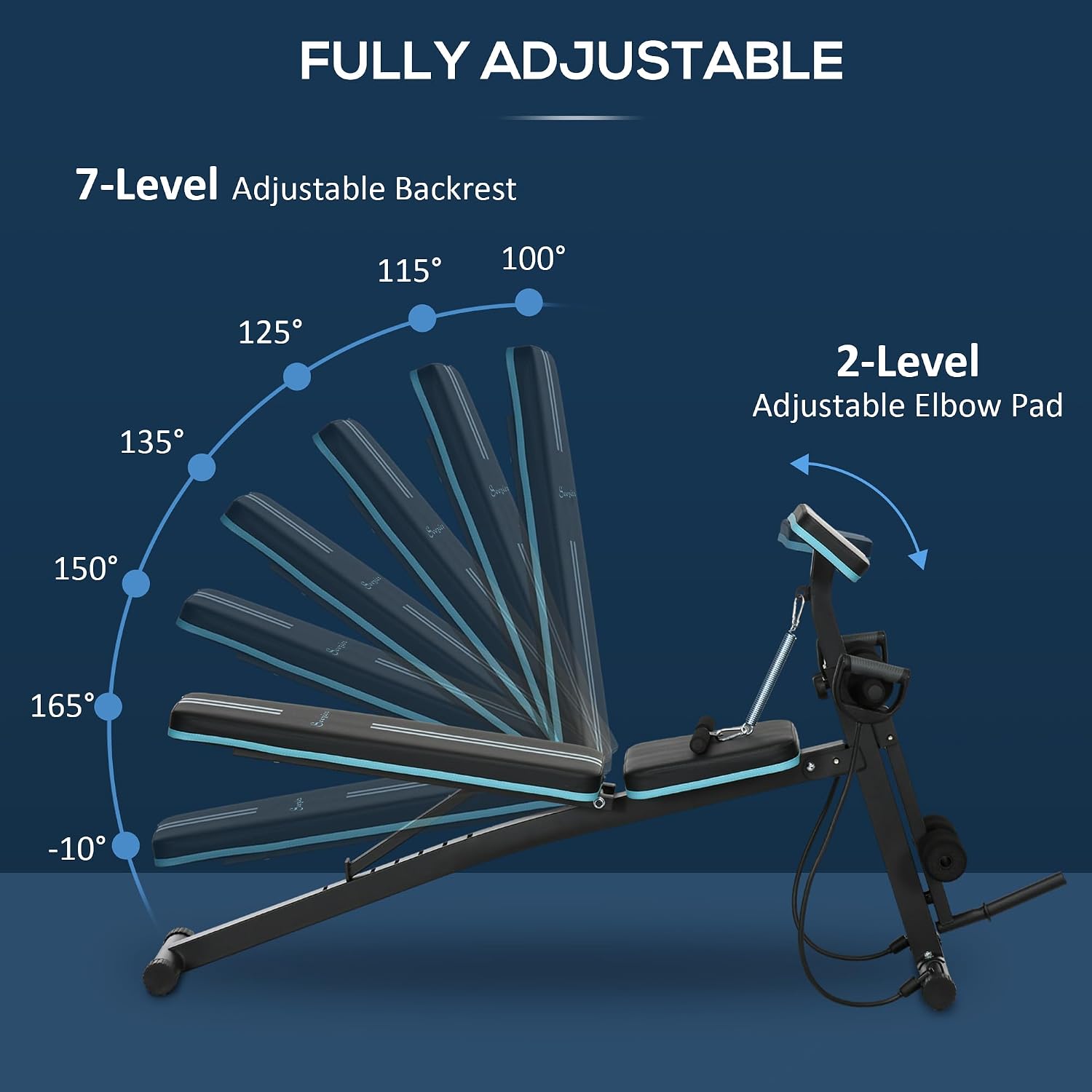 Detalle de Soozier A91-062V00BU Adjustable Weight Bench, Foldable with 7 Incline Positions