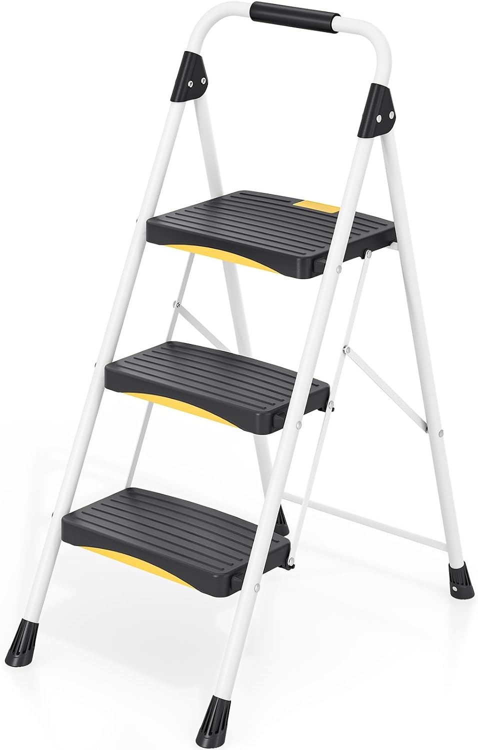Detalle de Urackify 3-Step Folding Steel Step Ladder with Safety Lock & Handrail