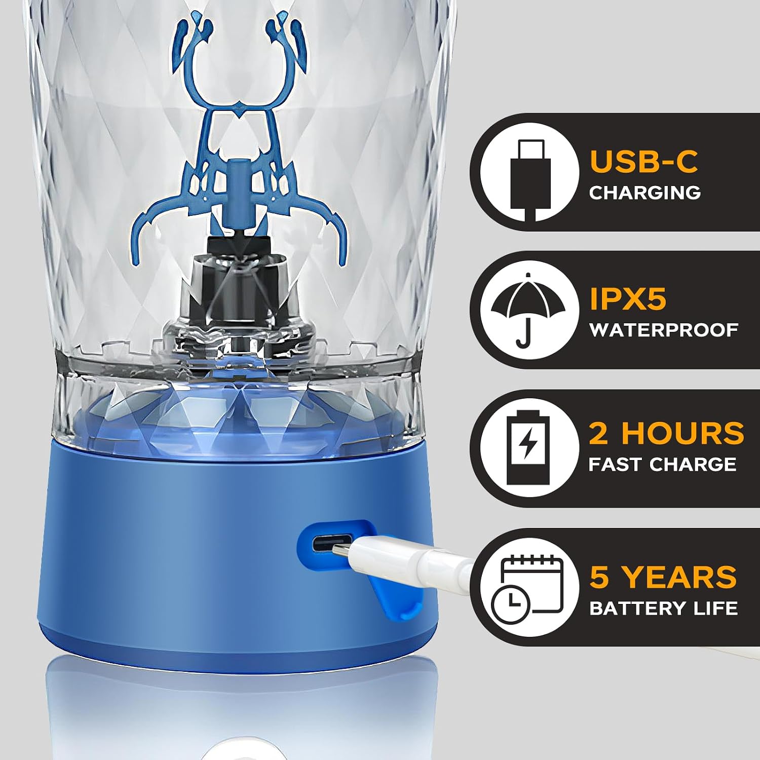 Thumbnail 3 de Electric Protein Shaker Bottle 550ml Blue